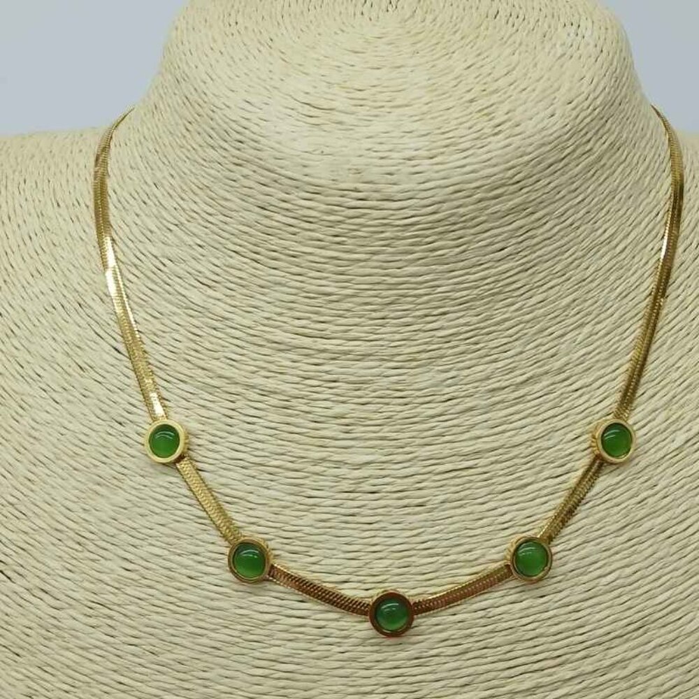 Stainless steel necklaces , New with tags , Color gold and green